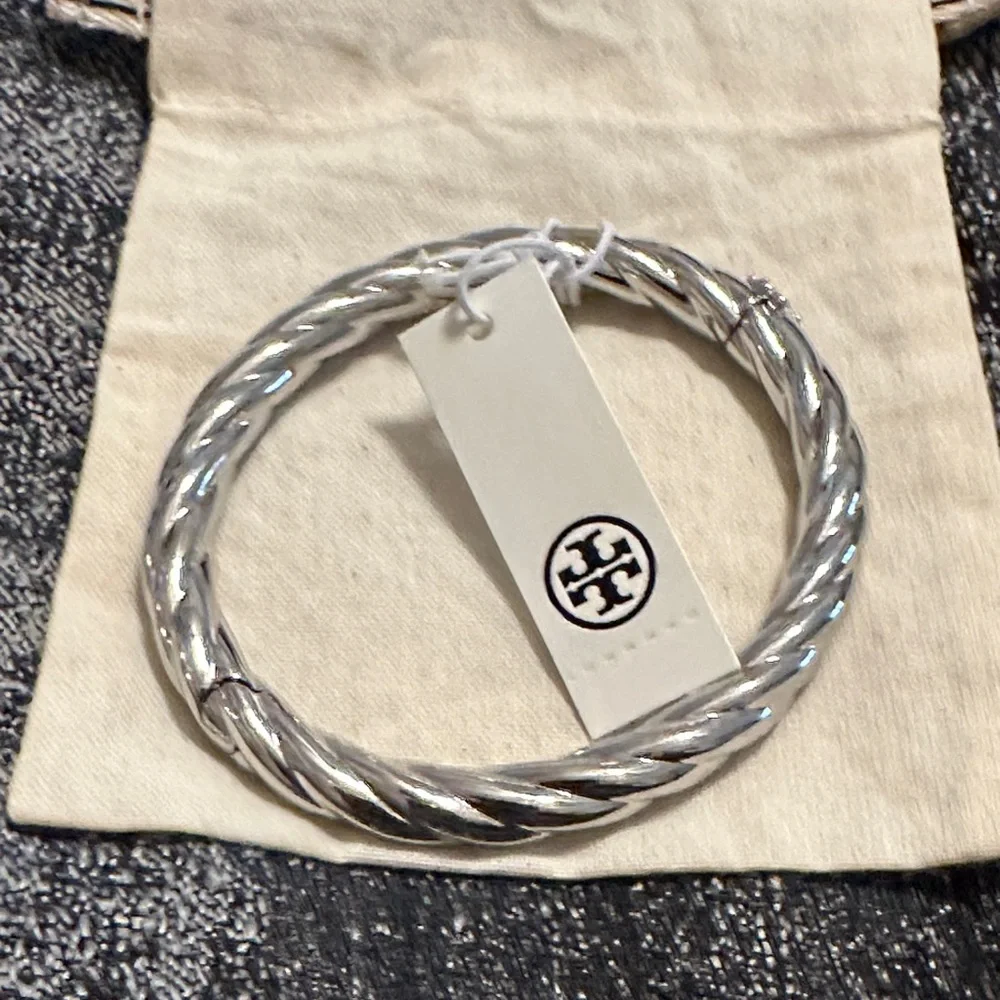 Tory Burch Silver Twisted Bangle - Picture 8 of 9